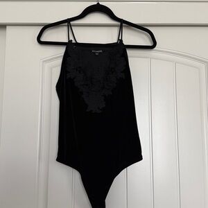 Express Black Floral Lace Bodysuit